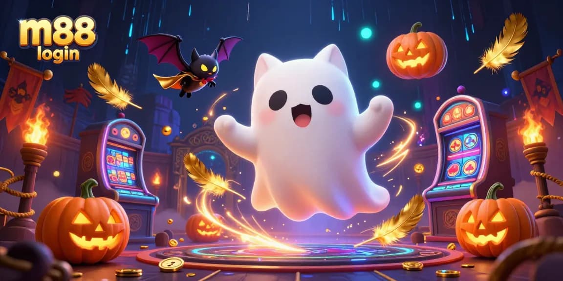 Engage in thrilling m88 login experiences through this captivating ghostly casino scene.
