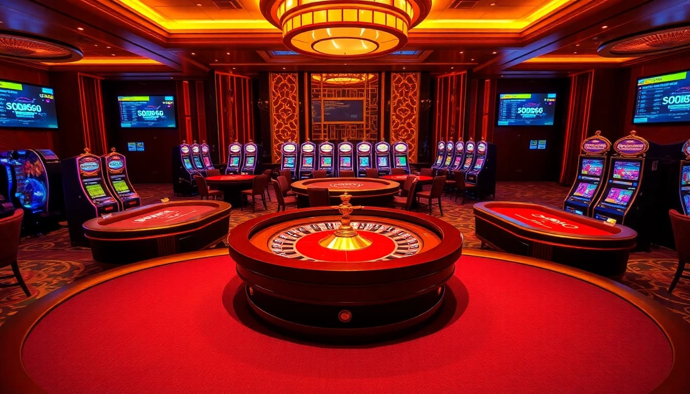 Experience the excitement of SODO66 at a luxurious casino table, where players are engrossed in gaming.