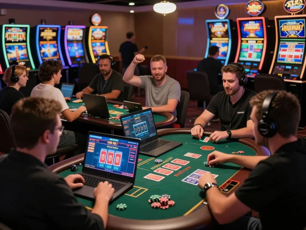 Players experiencing immersive games at 100vip online casino with warm lighting and dynamic gameplay.