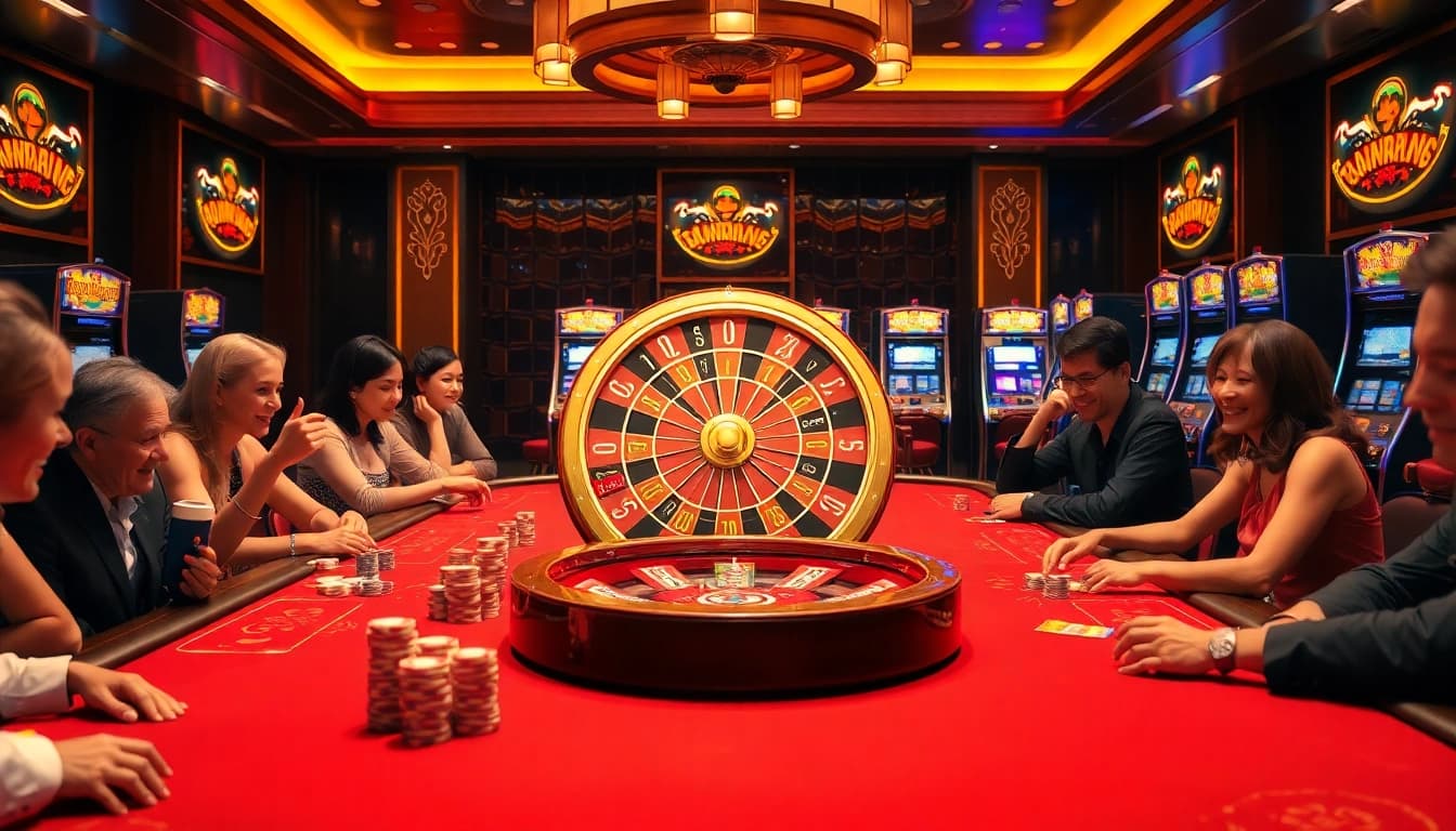 Engaging players enjoying a thrilling gaming night at the hidden wiki site-inspired casino.