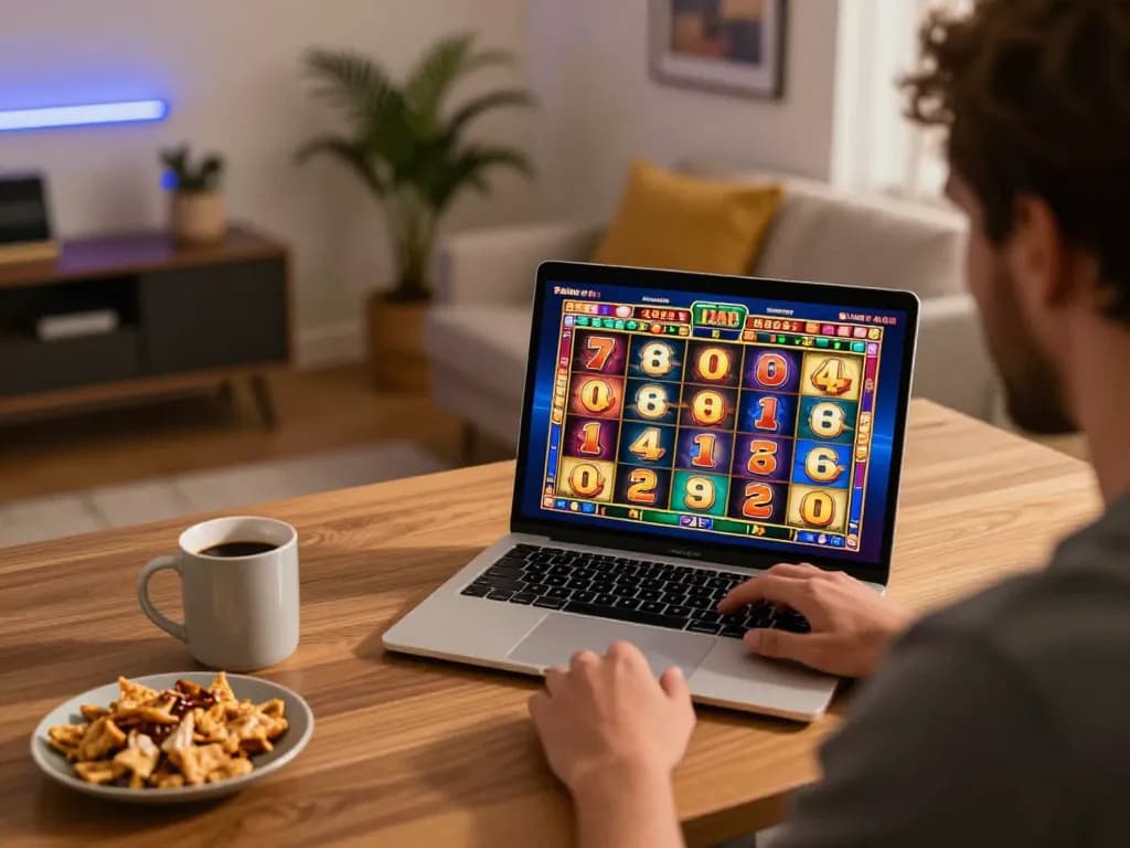 Pemain Bintangmpo menikmati slot online dengan grafik yang cerah di kantor rumah