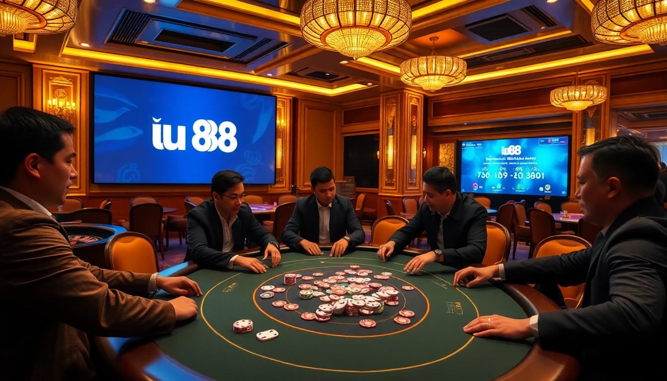 Experience strategic gameplay at uu 88's luxurious casino table with vibrant poker action.