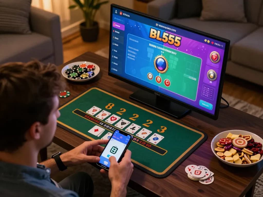 Player strategizing in BL555 online casino app during intense gaming session
