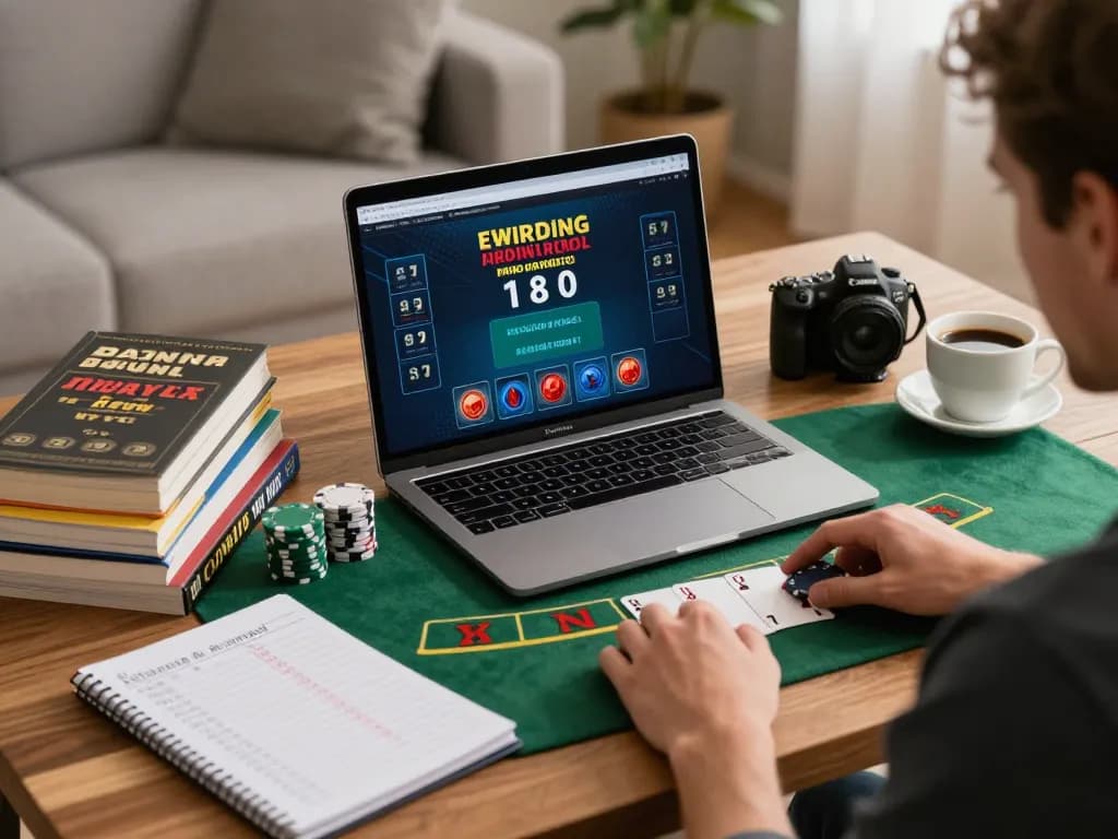 Tg88 trang chủ live dealer blackjack gaming scene with player on laptop, cozy setup
