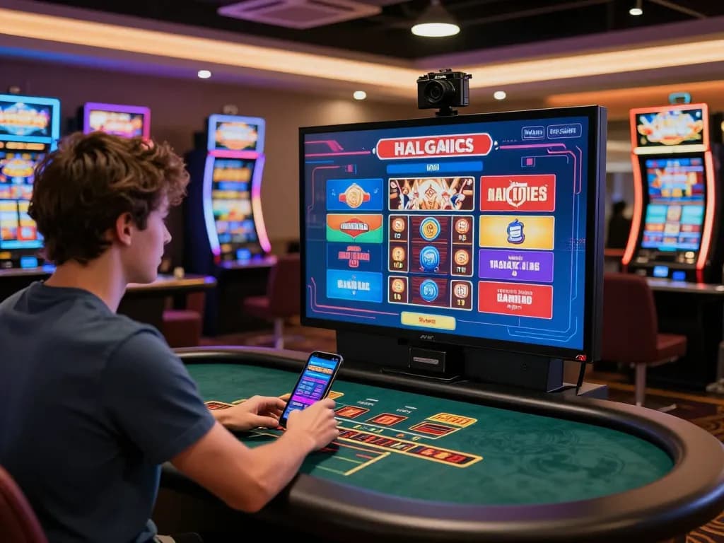 Engaging online gambling experience at Nhà Cái 32win with virtual dealer and slot machines.