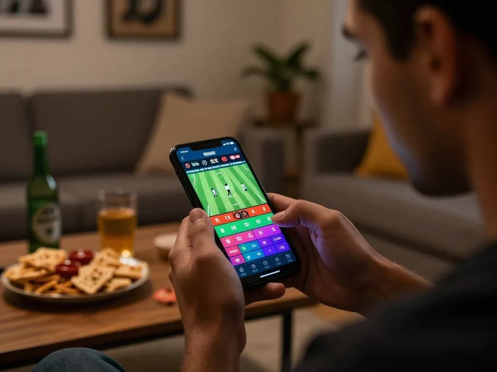 Soi kèo nhà cái hôm nay while betting on football matches from home, highlighting a focused betting strategy.