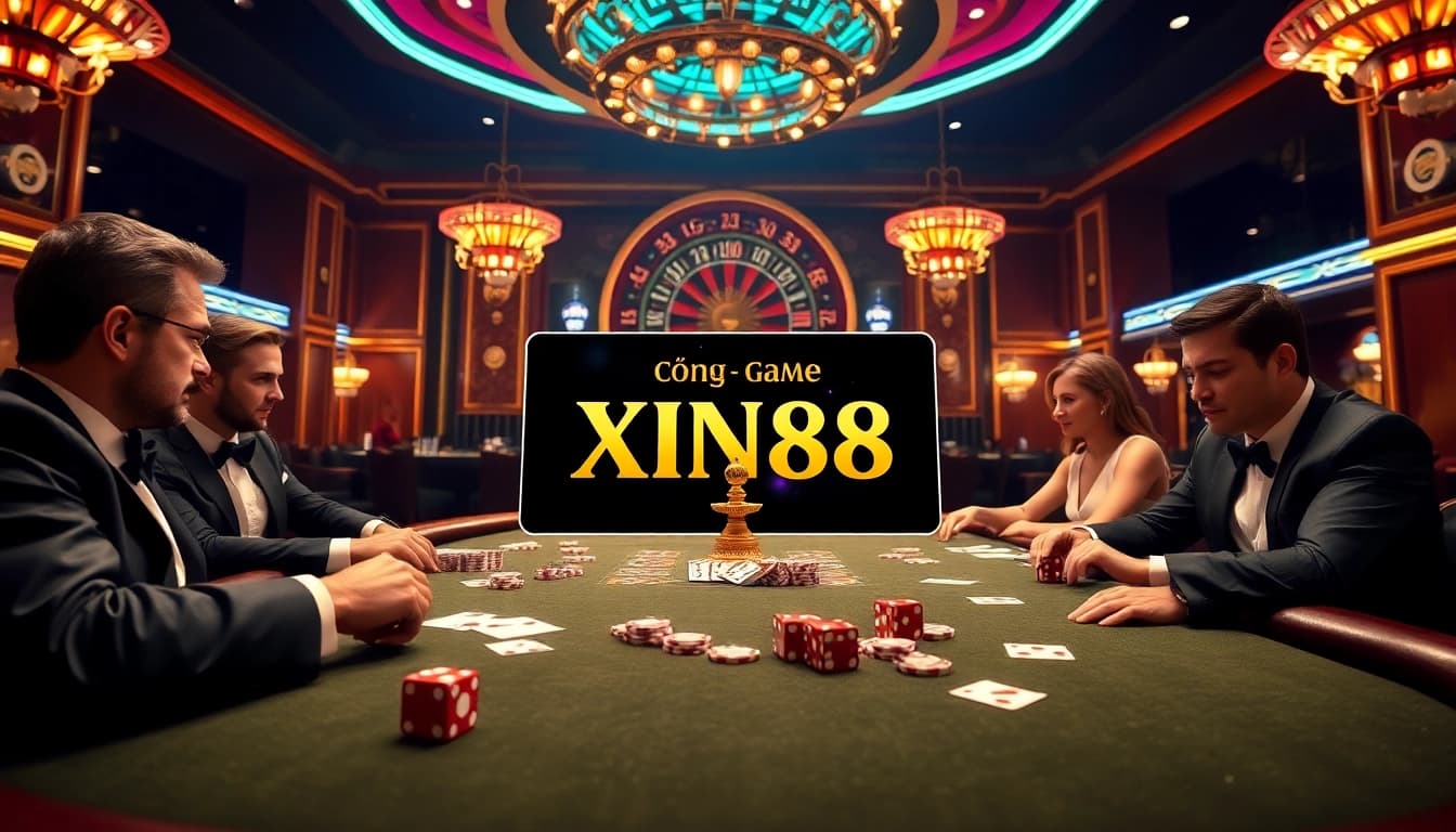 Cổng Game XIN88 offers an exciting poker game experience with vibrant casino elements.
