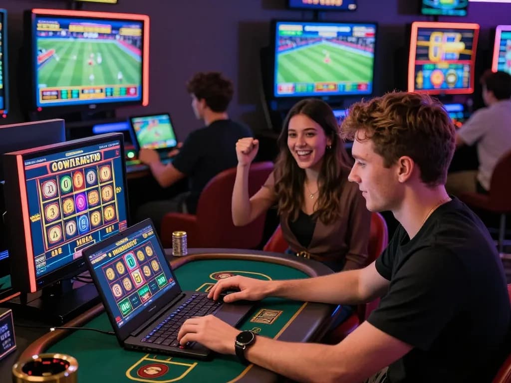 Engaged players at Nhà Cái Kuwin demonstrating vibrant online gambling experiences, showcasing diverse betting activities.