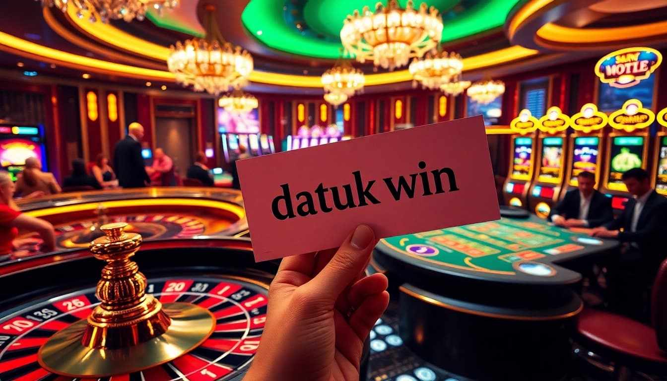 Rasakan sensasi kemenangan di kasino dengan Datuk Win dalam adegan permainan yang penuh semangat.