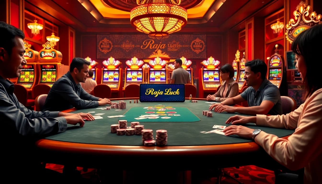 Experience Raja Luck at a vibrant casino with exciting gaming tables and engaging players.