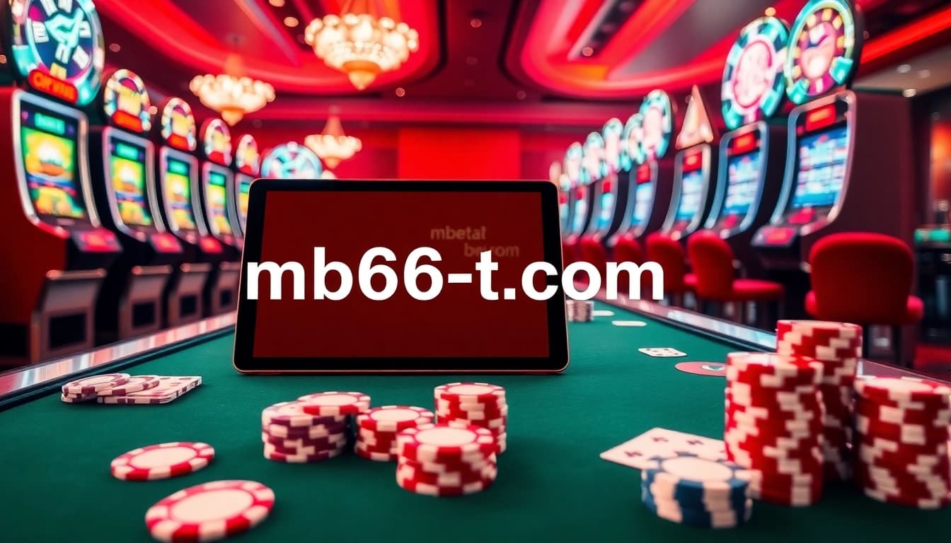 Experience the thrills of mb66-t.com with vibrant casino visuals showcasing exciting gaming elements.
