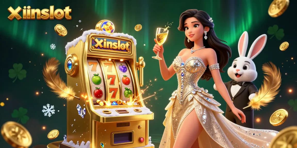Experience thrilling wins at xinslot with a glamorous jackpot scene featuring a dazzling woman and coins.