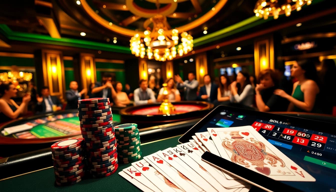 Engage in high-stakes roulette at BDJL casino with vibrant poker chips and playing cards.