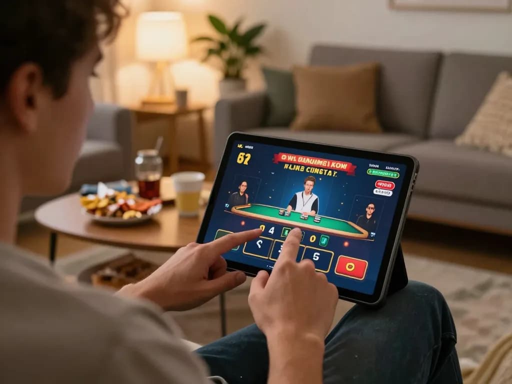 Playstation-experience enhances online blackjack gameplay experience in a cozy home setting.