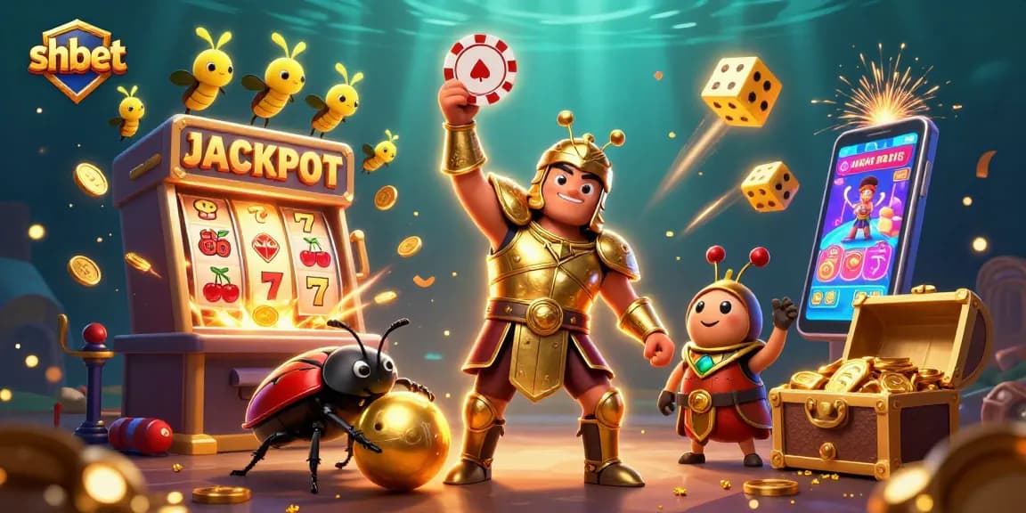 Experience the excitement of shbet with a winning 3D jackpot scene filled with vibrant casino elements.