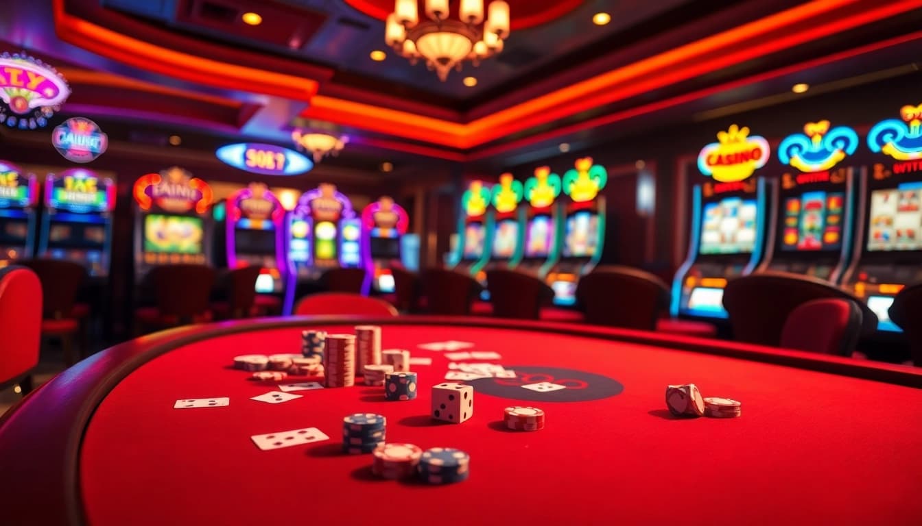 Engaging gaming scene featuring sx 88 casino tables with vibrant cards and chips.