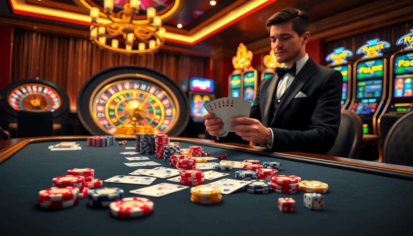 Engaging online gambling scene at 3Dbet featuring vibrant poker chips and a spinning roulette wheel.