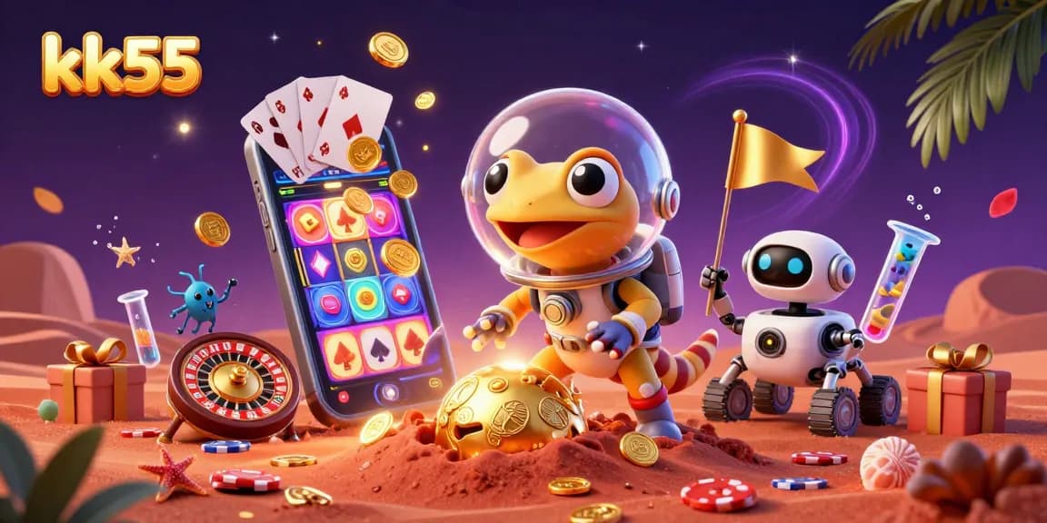 Experience the thrilling adventures of kk55 with a Martian gecko in a magical casino