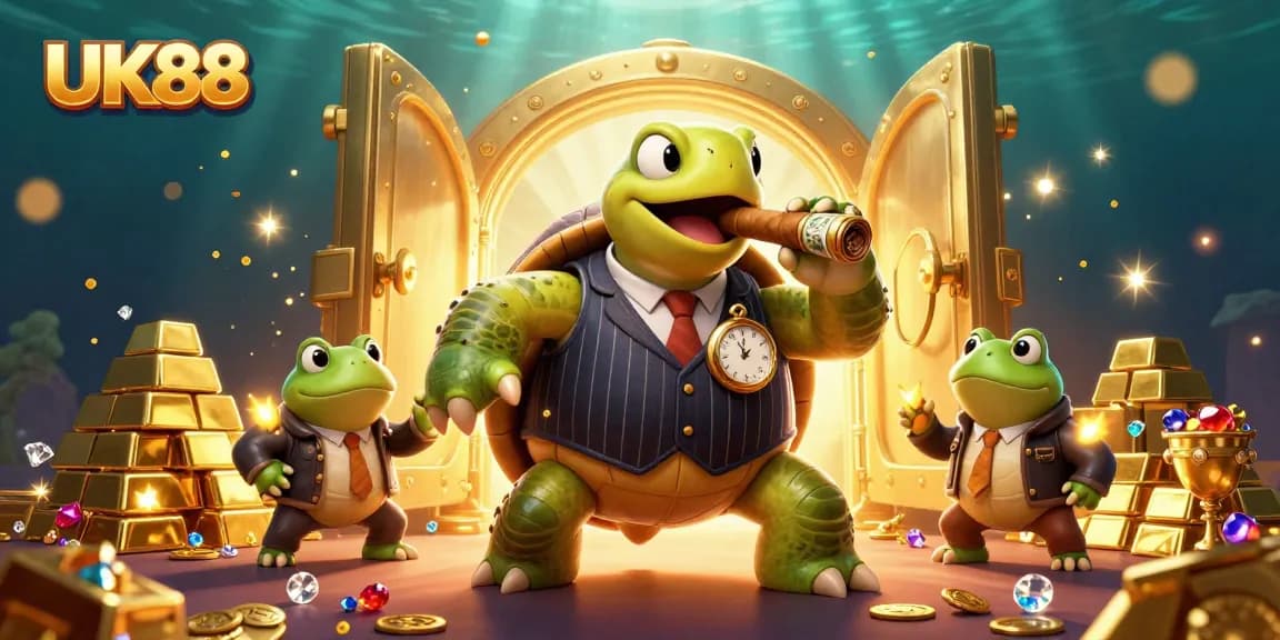 Experience UK88's thrilling casino adventure with a snapping turtle mobster and dazzling treasures.