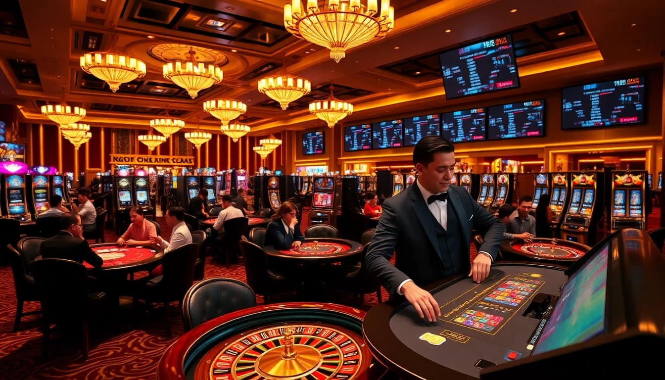 Experience excitement on the b29 casino floor with vibrant tables and eager players.