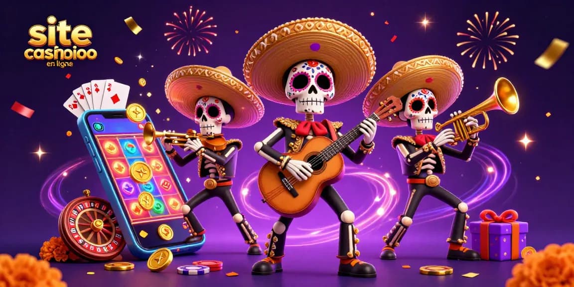 Célébrez avec des visuels vibrants et de l'action sur site casino en ligne présentant une scène de mariachi animée.