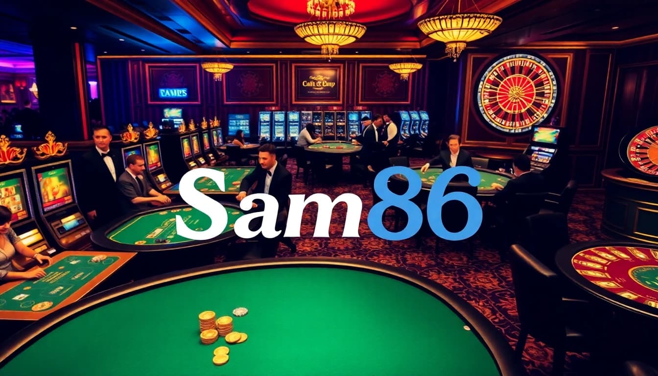 Engaging gamblers at tables showcasing Sam86's exciting casino experience.