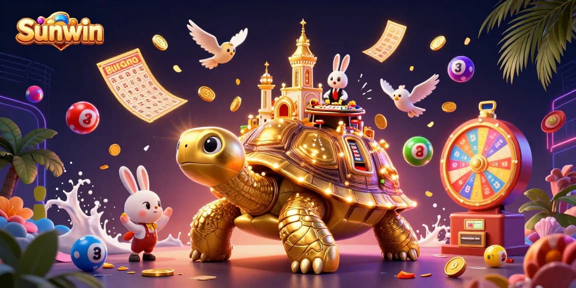 Play thrilling casino games at Sunwin with colorful themed elements and vibrant action scenes.