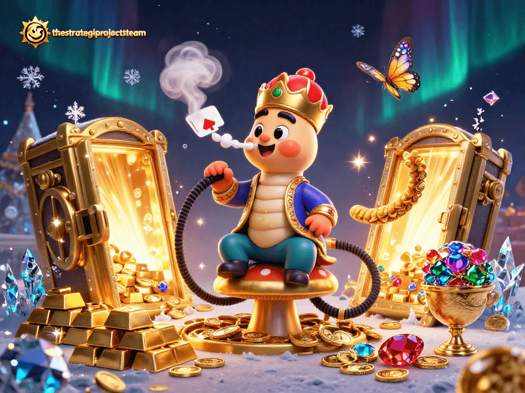 Experience thestrategicprojectsteam's vibrant 3D casino scene with treasure and poker elements.