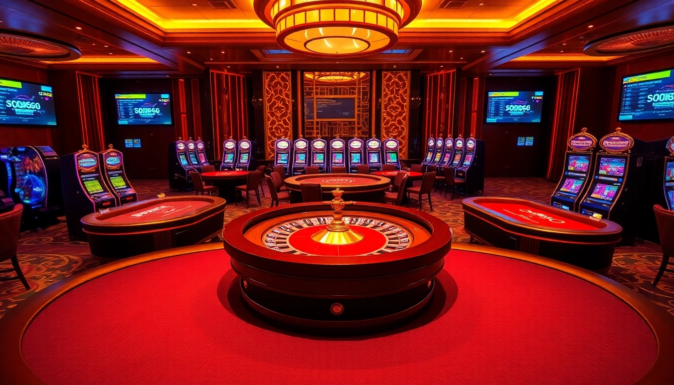 Experience the excitement of SODO66 at a luxurious casino table, where players are engrossed in gaming.
