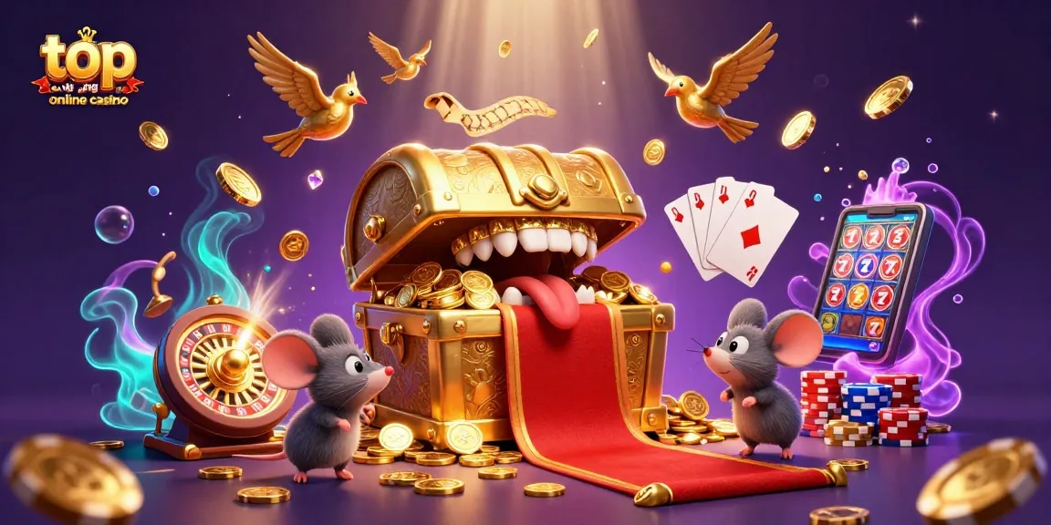 Experience the thrill of the top paying online casino with adventurer mice, golden treasures, and vibrant game elements.