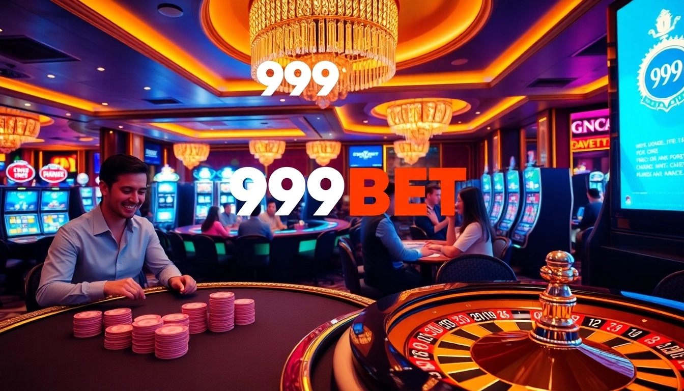 Experience the thrill of winning at 999BET, featuring vibrant casino games and cheerful players.