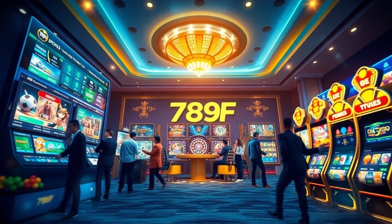 Experience the thrill of gaming with 789F, showcasing live casino and sports betting options in a sleek digital interface.
