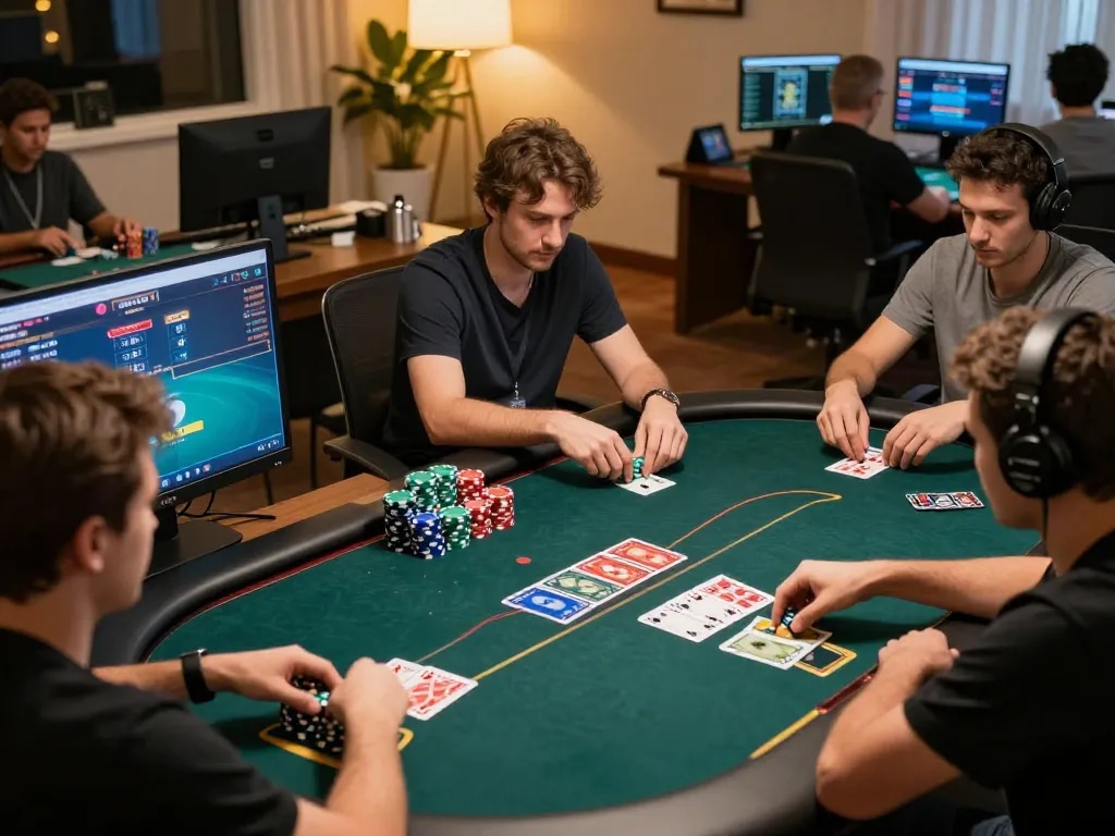 Experience strategic gameplay in online poker at lv88seo with players engaged in decision-making.