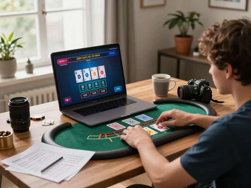 Pemain menikmati blackjack dealer langsung BIOSKOP69 dengan catatan strategi terlihat