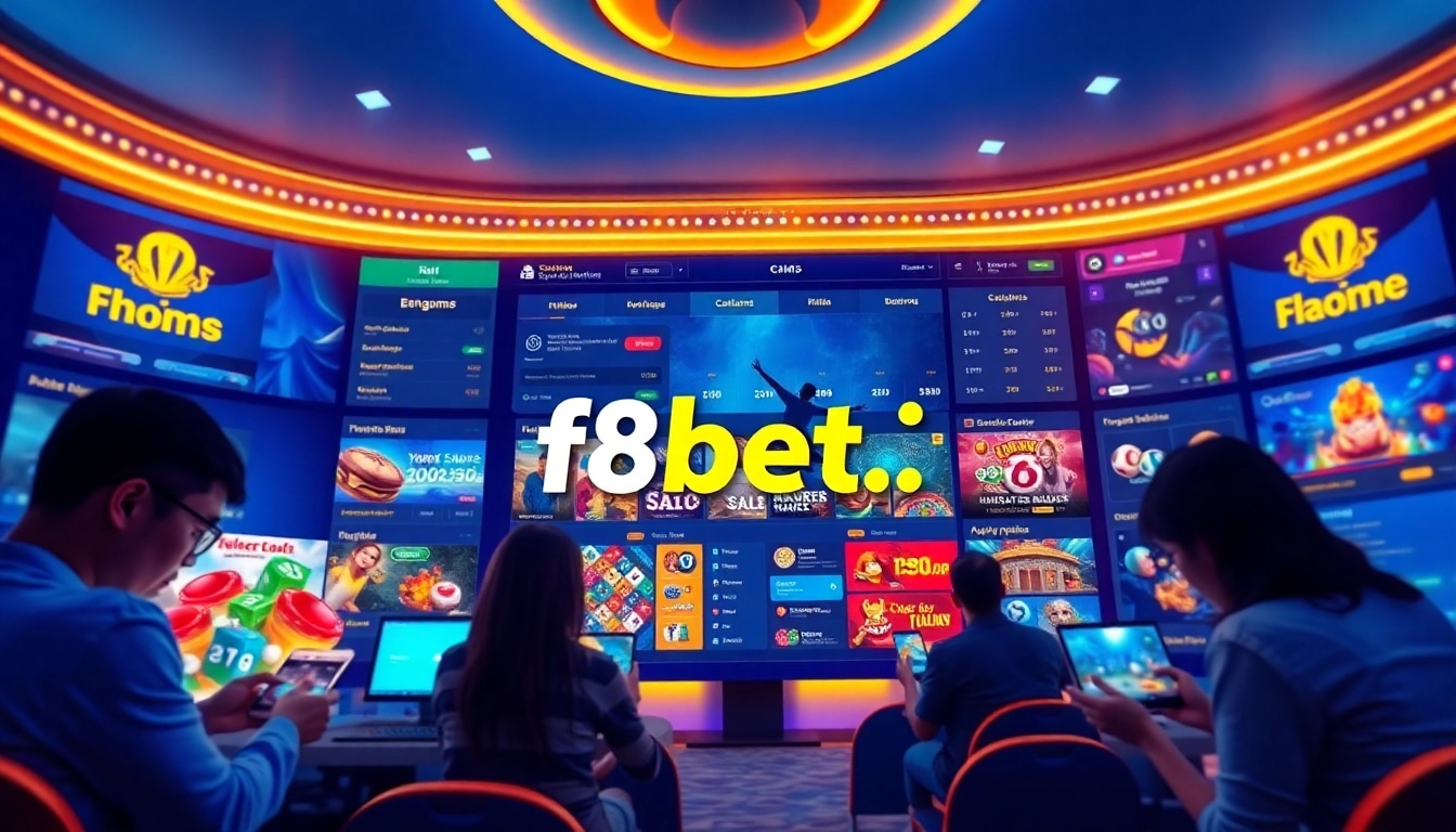 Interactive betting platform interface showcasing https://f8bet.io/ with sports, casino, and lottery games.