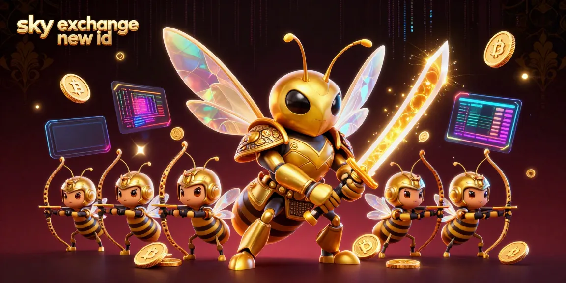 Engage with the vibrant world of sky exchange new id, where unique characters prepare for betting battles surrounded by glowing cryptocurrencies.