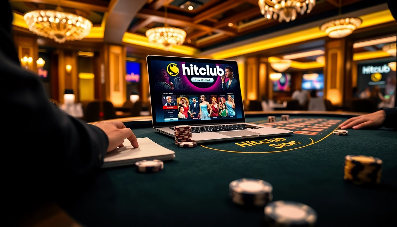 Participants strategizing at a poker table within the Hitclub bin casino, showcasing vibrant chips and cards.