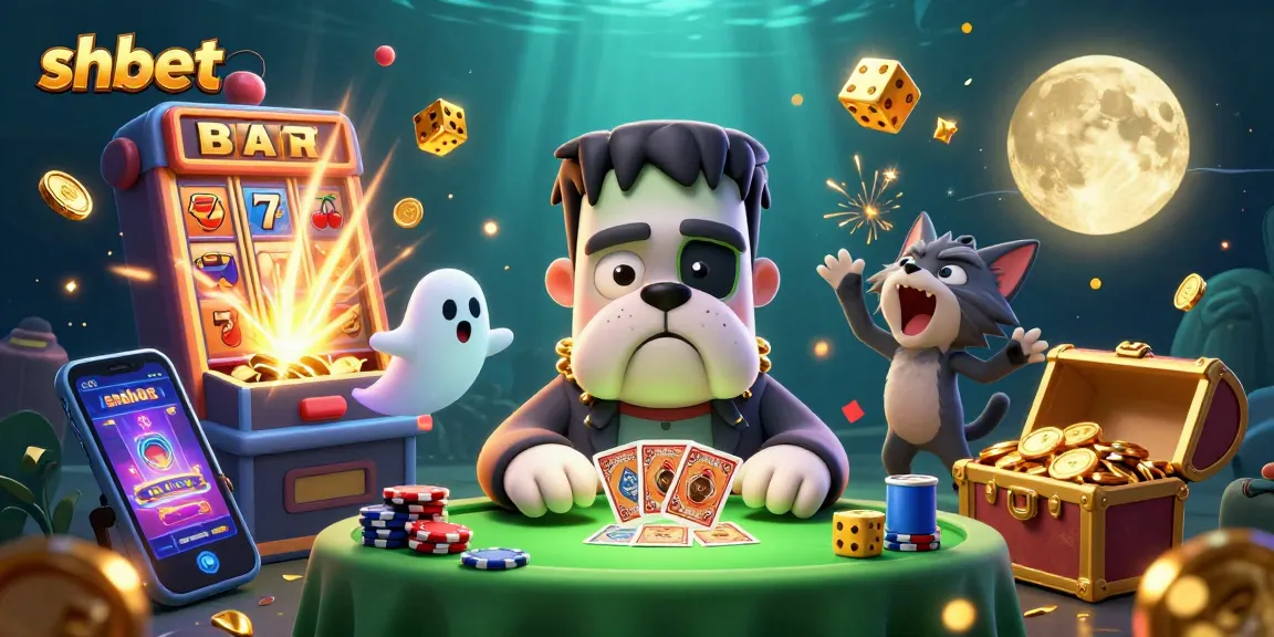 Experience thrilling shbet action at a spooky casino with vibrant characters and exciting game elements.