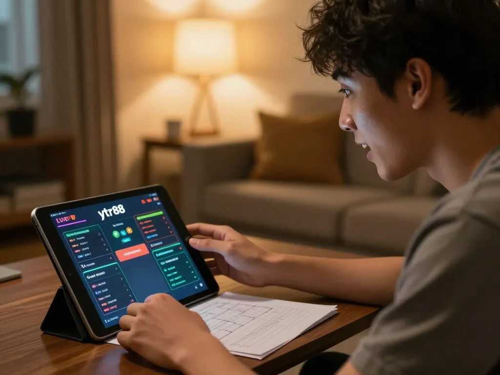 Engaging with live sports betting on ytr88 while using a tablet at home.