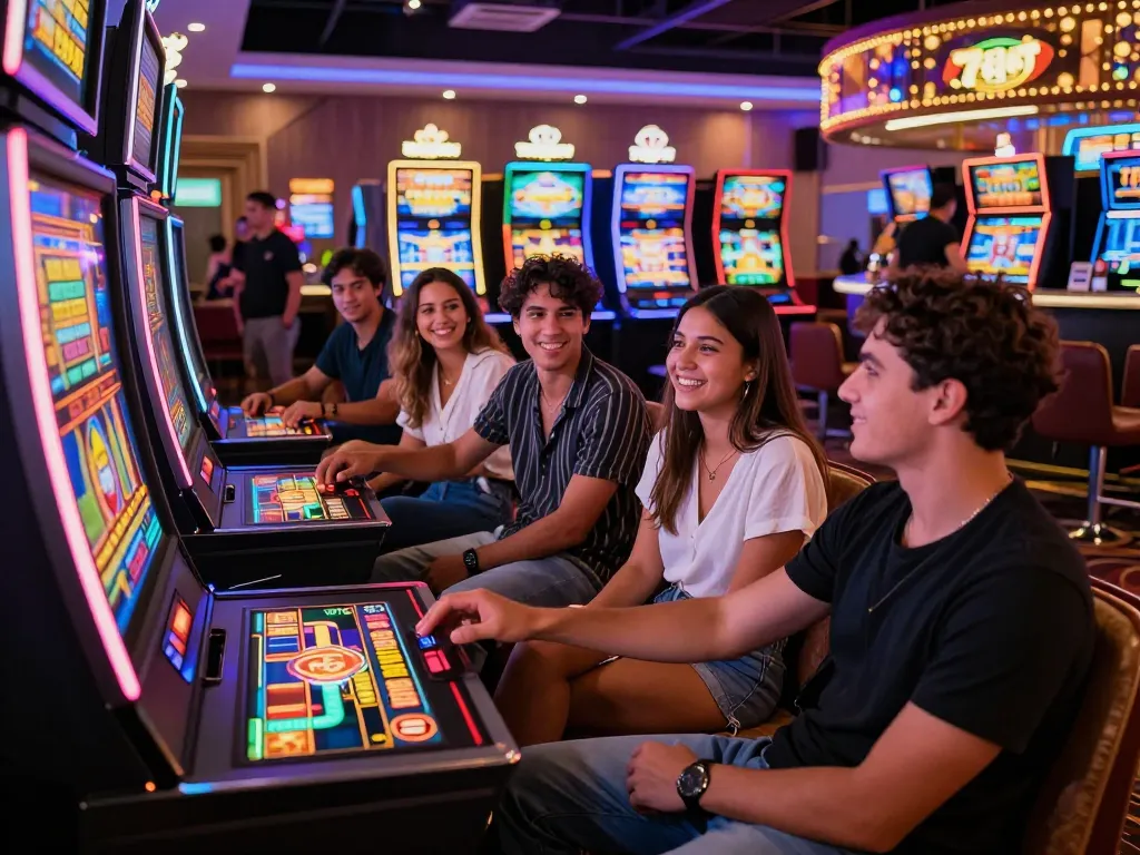 Exciting casino gaming experience with friends enjoying the 789win slot machine.