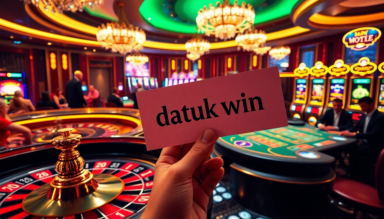 Rasakan sensasi kemenangan di kasino dengan Datuk Win dalam adegan permainan yang penuh semangat.
