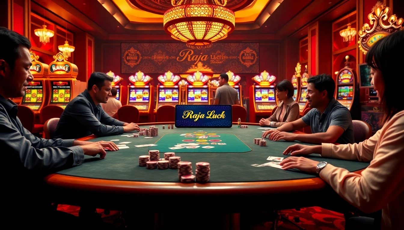 Experience Raja Luck at a vibrant casino with exciting gaming tables and engaging players.