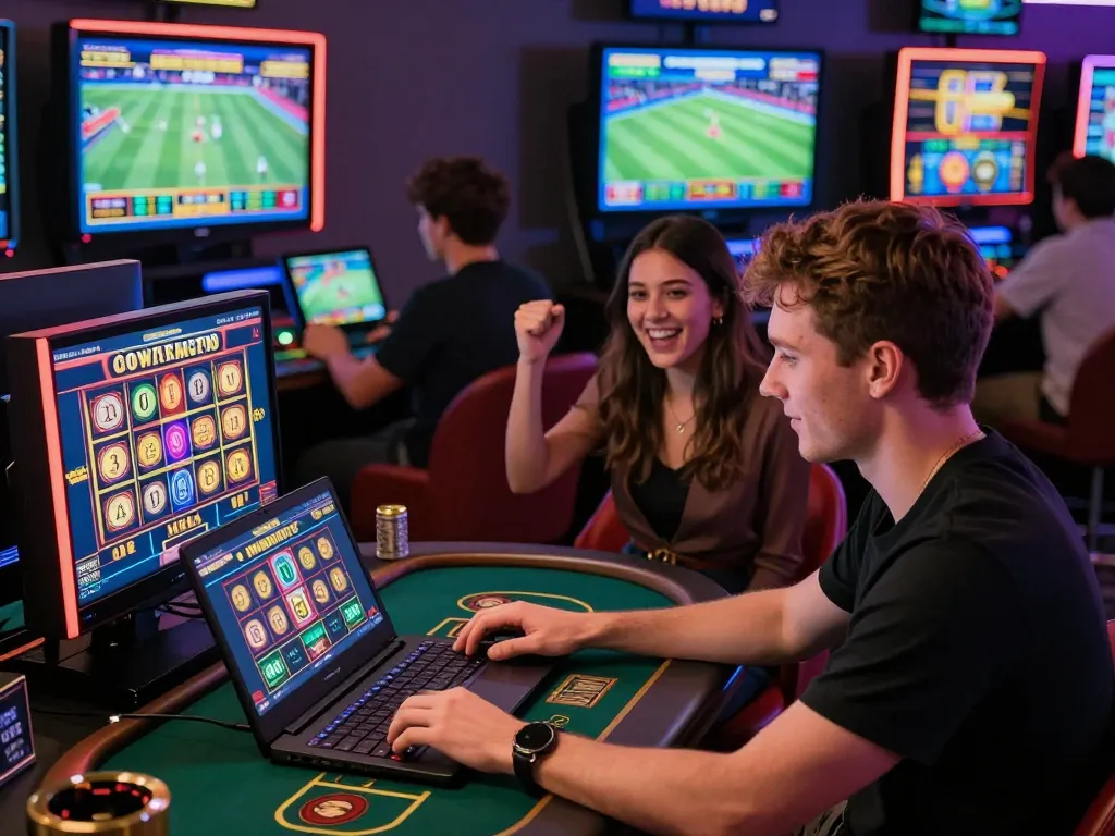 Engaged players at Nhà Cái Kuwin demonstrating vibrant online gambling experiences, showcasing diverse betting activities.